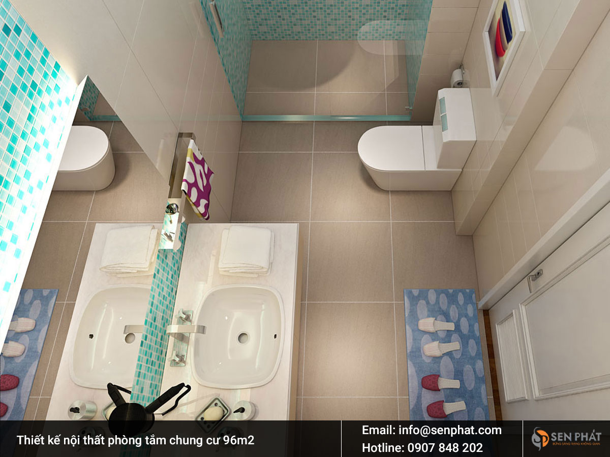 Mẫu thiết kế nội thất phòng tắm chung cư 96m2
