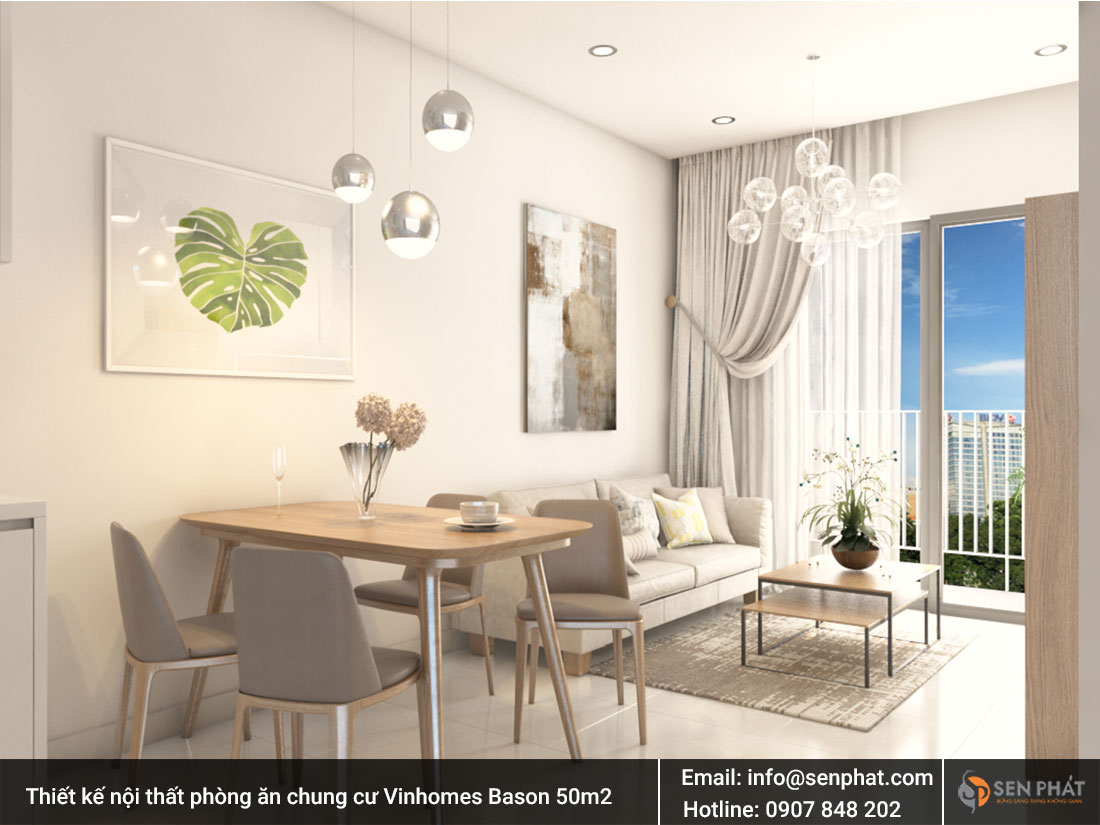 Thiết kế nội thất phòng ăn chung cư Vinhomes Bason 50m2