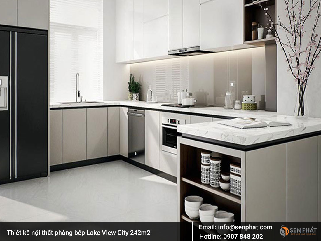 Thiết kế nội thất phòng bếp Lake View City 242m2