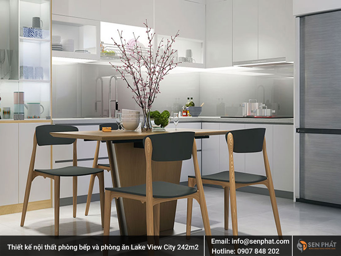 Thiết kế nội thất phòng bếp và phòng ăn Lake View City 242m2