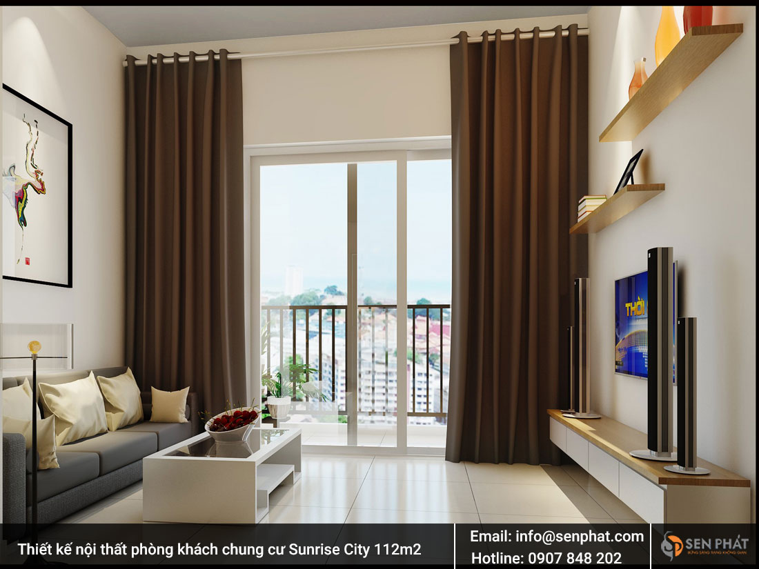Thiết kế nội thất phòng khách chung cư Sunrise City 112m2