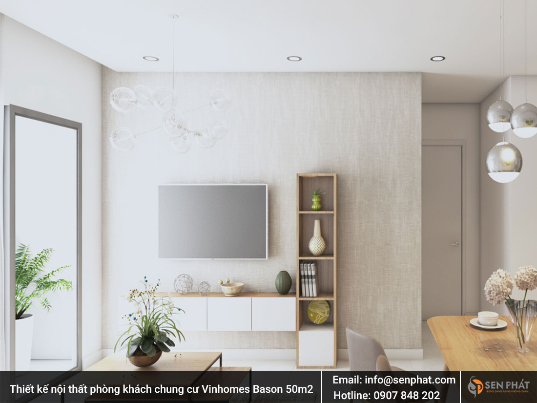 Thiết kế nội thất phòng khách chung cư Vinhomes Bason 50m2