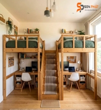 Giường tầng gỗ c&ocirc;ng nghiệp &ndash; &ldquo;Ăn gian&rdquo; diện t&iacute;ch, nh&acirc;n đ&ocirc;i kh&ocirc;ng gian